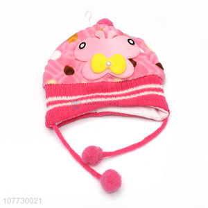 Low price cartoon animal kids winter acrylic knitted <em>earmuff</em> beanie hat