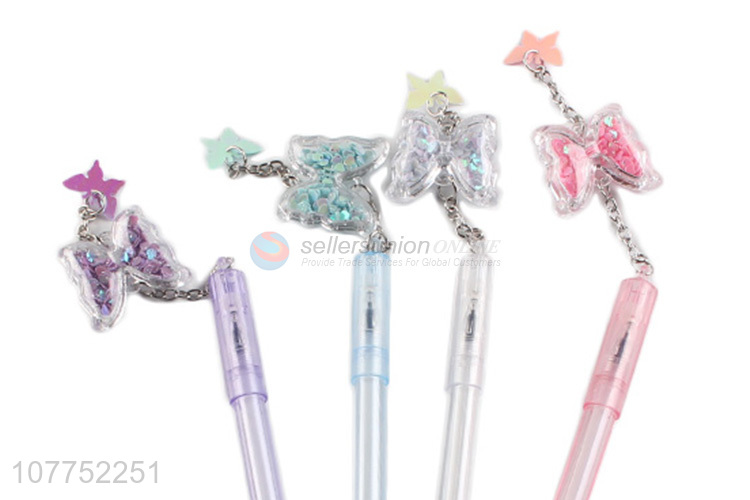 Factory price butterfly pendant gel ink pen kawaii sequin gel pens