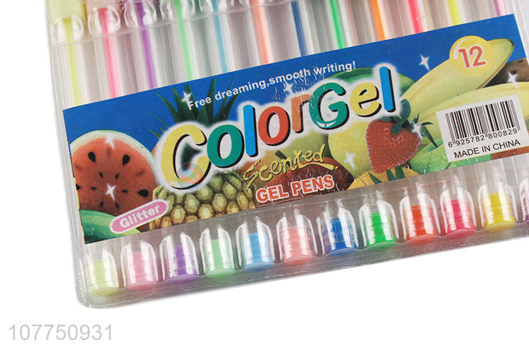 Hot sale 12 colors gel ink pen colored marking pen for student