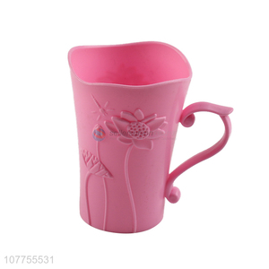High Quality Pink Plastic Water Cup Fashion Juice Cup With Handle