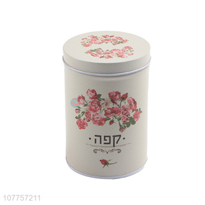 Wholesale Flower Pattern Cylindrical Tin Jar Storage Box Tin Can