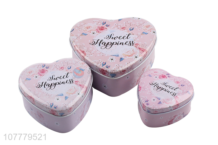 Wholesale 3 Pieces Heart Shape Tin Box Gift Box Set