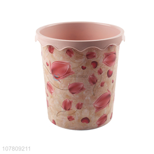 China factory plastic rose pattern trash bin for daily use