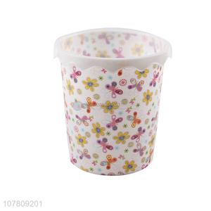 New arrival round colourful trash can with flower pattern
