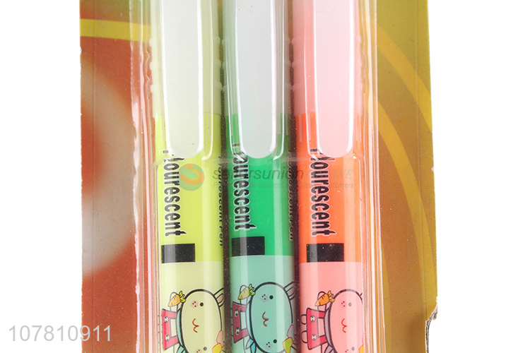 Most popular 3 colors office school fluorescent marking pen