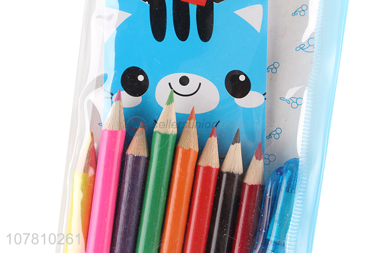 Promotional kids stationery set mini notebook color pencils ball pen
