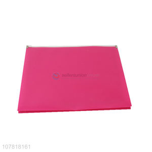 Factory direct rose red office <em>folder</em> with plastic zipper