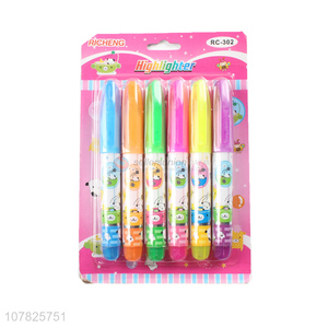 Wholesale 6 color student office supplies highlighter pen set