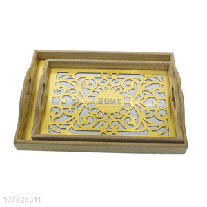 Wholesale laser cut rectangular glass serving trays with handles