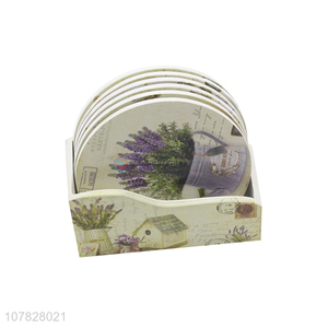 Online wholesale water absorbent lavender pattern mdf cup coasters