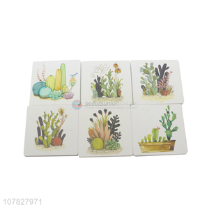 High quality cactus pattern mdf cup coasters wooden heat pads