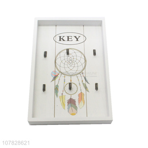 China factory creative 9 hooks wall hanging wooden key shelf key holder