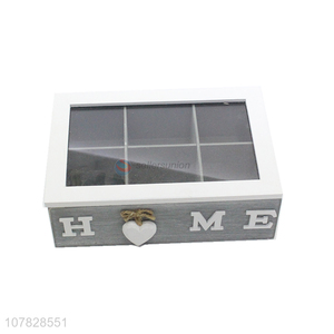 China factory 6-compartment wood jewelry <em>storage</em> <em>box</em> wooden tea <em>box</em>