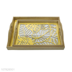 Luxury deluxe laser cut rectangular glass serving trays fruit tray