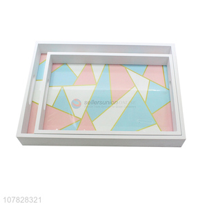 Creative rectangular geometric pattern glass serving tray for decor