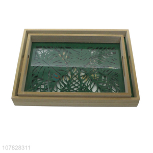 New arrival laser cut rectangular glass serving tray glass storage tray