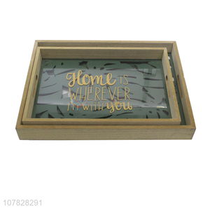 Online wholesale laser cut rectangular glass serving tray hotel table tray