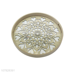 High quality laser cut round glass serving tray for fruit and vegetables
