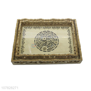 Wholesale antique laser cut rectangular glass tray food serving tray