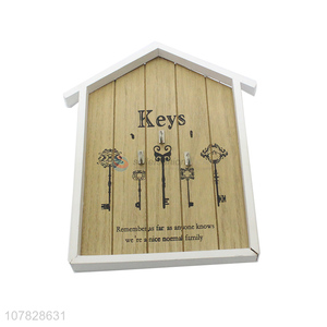 Latest product 3 hooks wall mounted wooden key box key holder for decor
