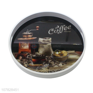 High grade round mdf table tray coffe cup seving tray for cafe