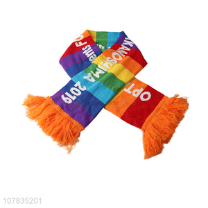 Wholesale women <em>scarf</em> creative rainbow color letter jacquard weaving <em>scarf</em>