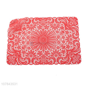 Yiwu wholesale red hollow PVC loofah mesh placemat bowl mat