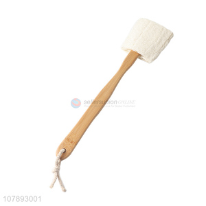 Wholesale bath brush body back exfoliating brush with long wooden handle