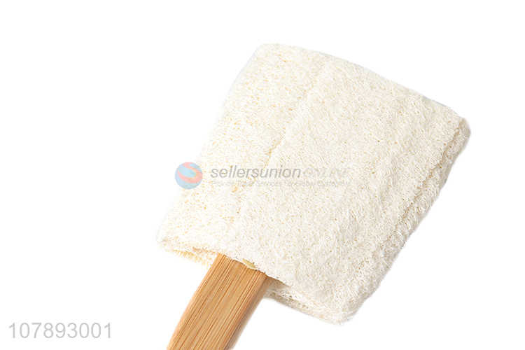 Wholesale bath brush body back exfoliating brush with long wooden handle