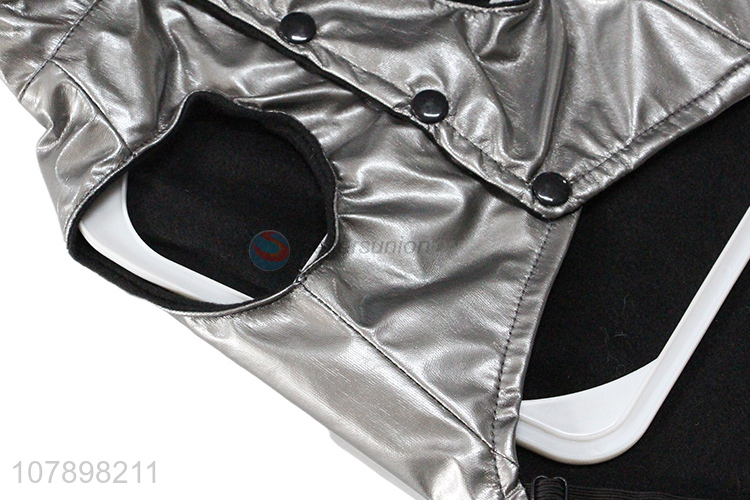 High quality silver metallic dog apparel winter warm dog raincoat