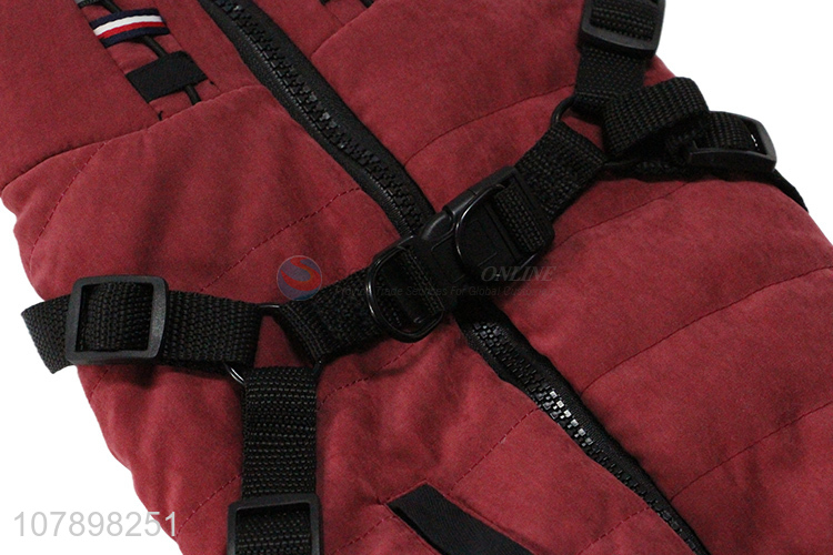 Wholesale solid color adjustable dog harness clothes dog winter jackets
