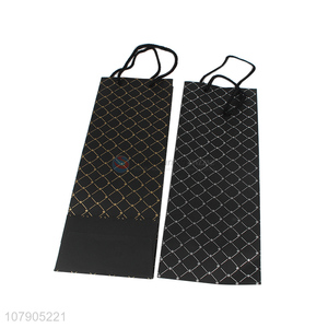 Hot sale black bronzing long rhombus black card wine bag