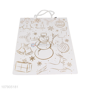 Yiwu Direct Sale White Christmas Day Paper Gift Tote Bag