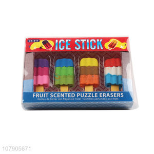 Promotional Ice Stick Shape Colorful Eraser Cute Office Stationery