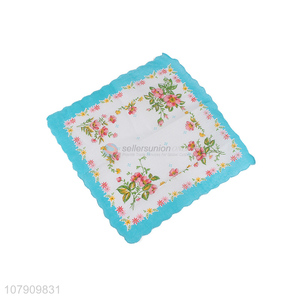 Factory direct sale blue printed cotton handkerchief for ladies