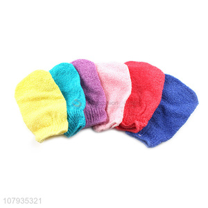 Hot sale multicolor soft polyester shower massage bath gloves