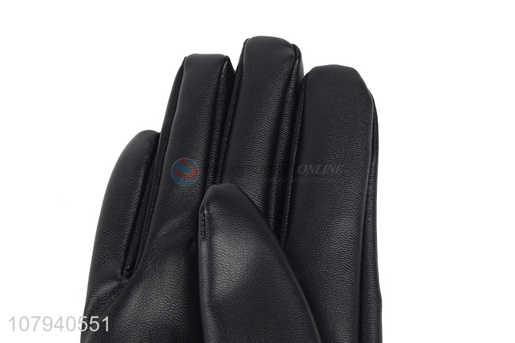 Hot sale women winter gloves elastic pu leather outdoor thermal gloves