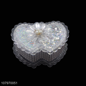 High quality delicate double-heart shaped plastic jewelry <em>storage</em> <em>box</em> case