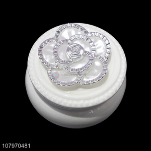 Low price exquisite porcelain jewelry case round ceramic ring <em>box</em>