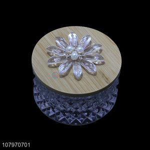 Hot selling bamboo lid glass jewelry case necklace trinket <em>box</em>