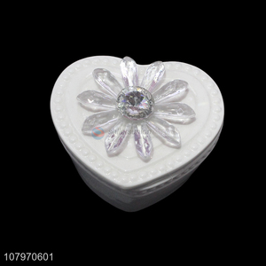 Best selling heart shaped ceramic trinket jewelry <em>storage</em> <em>box</em> with lid