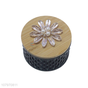 Online wholesale bamboo lid glass jewelry container ring trinket <em>box</em>