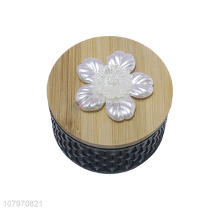 Good quality glass jewelry case cosmetics <em>storage</em> <em>box</em> with bamboo lid