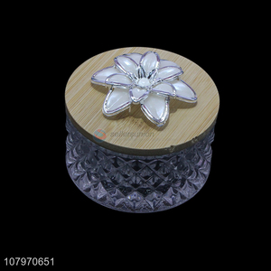 Online wholesale bamboo lid glass jewelry <em>storage</em> <em>box</em> ring holder