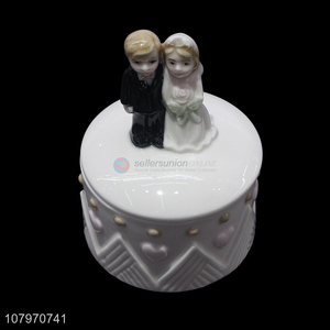 Top product porcelain wedding jewelry <em>box</em> ceramic ring <em>storage</em> case