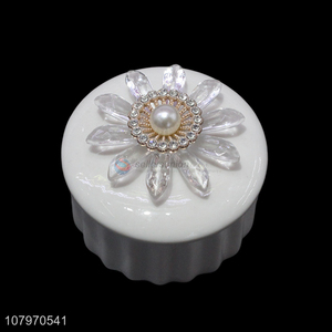 Hot selling round ceramic jewelry <em>storage</em> <em>box</em> case home ornaments