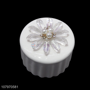 Top product round ceramic jewelry <em>storage</em> <em>box</em> ring holder pendant case