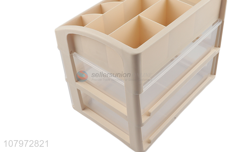 Top quality multi-use 2-layer plastic storage drawer box makeup organizer