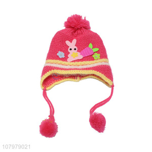 New hot sale children winter warm <em>earmuff</em> hat fleece lined knitted hat
