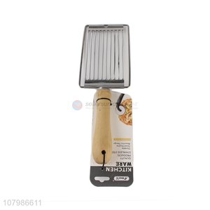 Good quality stainless steel kitchen tomato cutter with wooden handle